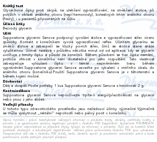 SUPP.GLYCERINI SANOVA Glycer.čípky Classic 2g 10ks