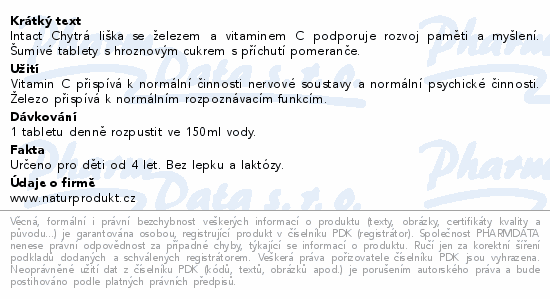 Intact Chytrá liška žel.+vit.C pomeranč šum.tbl.15