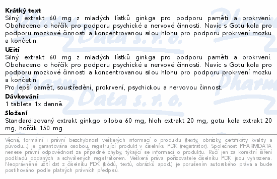 GS Ginkgo 60mg s hořčíkem tbl.90+30 dárek