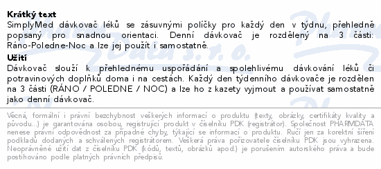 SimplyMed Dávkovač léků týdenní YHL044-Pill Wallet