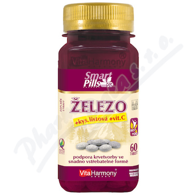 SmartPills Železo+kys.listová+vit.C tbl.60