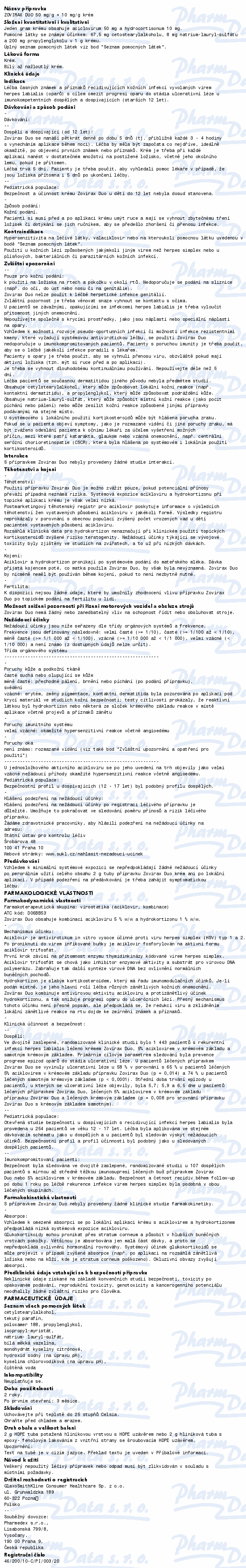 Zovirax DUO 50mg/g+10mg/g crm.1x2g II